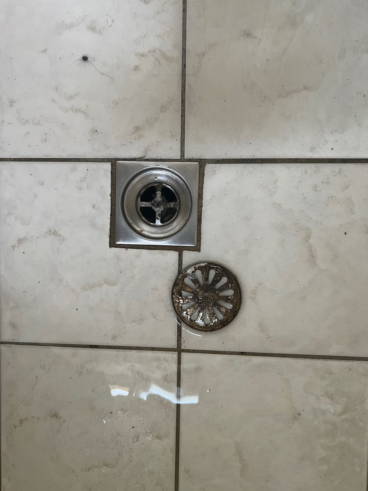 中壢興仁路浴室排水孔清潔前