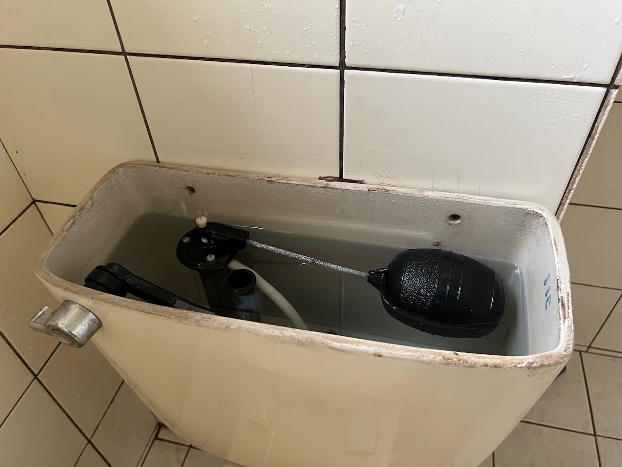 中壢興仁路馬桶水箱後方磁磚縫清潔後